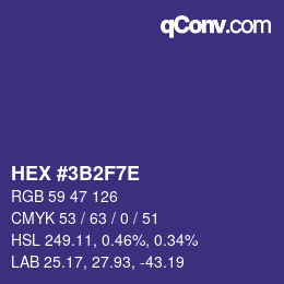 Color code: HEX #3B2F7E | qconv.com