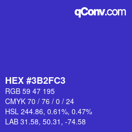 カラーコード: HEX #3B2FC3 | qconv.com