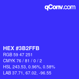 Color code: HEX #3B2FFB | qconv.com