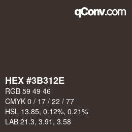 Color code: HEX #3B312E | qconv.com