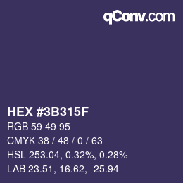 Color code: HEX #3B315F | qconv.com