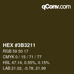 Farbcode: HEX #3B3211 | qconv.com
