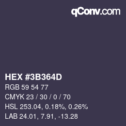 Color code: HEX #3B364D | qconv.com