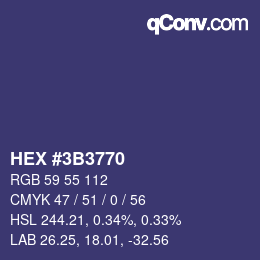 カラーコード: HEX #3B3770 | qconv.com