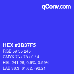 Color code: HEX #3B37F5 | qconv.com