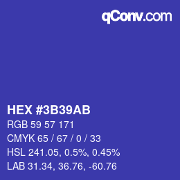 カラーコード: HEX #3B39AB | qconv.com