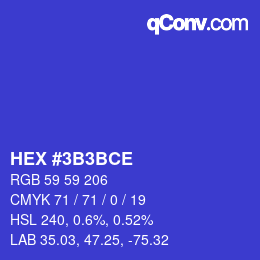 Color code: HEX #3B3BCE | qconv.com
