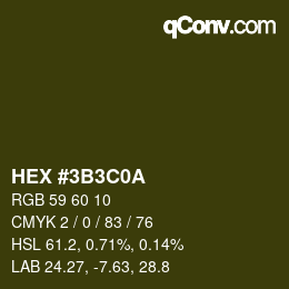 Color code: HEX #3B3C0A | qconv.com