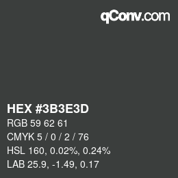 Color code: HEX #3B3E3D | qconv.com