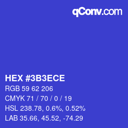 Color code: HEX #3B3ECE | qconv.com