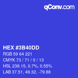 Color code: HEX #3B40DD | qconv.com