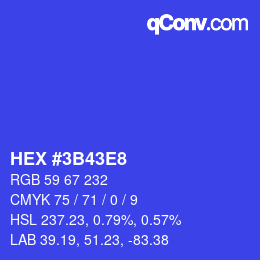 颜色代码: HEX #3B43E8 | qconv.com