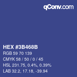 カラーコード: HEX #3B468B | qconv.com