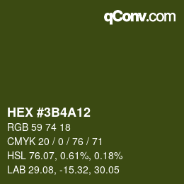 颜色代码: HEX #3B4A12 | qconv.com