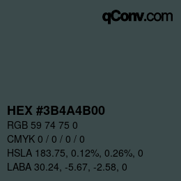 カラーコード: HEX #3B4A4B00 | qconv.com