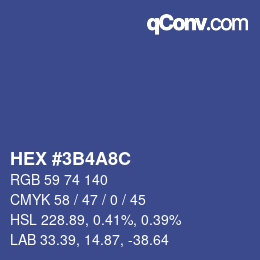 Color code: HEX #3B4A8C | qconv.com