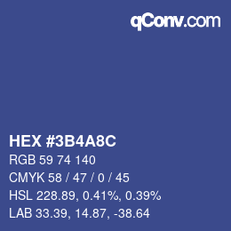 カラーコード: HEX #3B4A8C | qconv.com