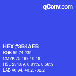 颜色代码: HEX #3B4AEB | qconv.com