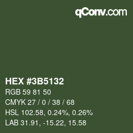 カラーコード: HEX #3B5132 | qconv.com