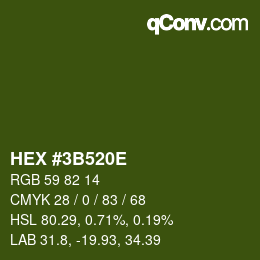 Farbcode: HEX #3B520E | qconv.com