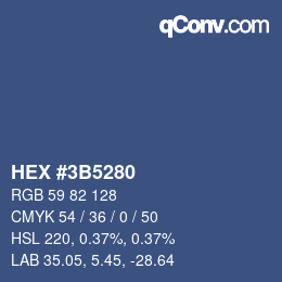 カラーコード: HEX #3B5280 | qconv.com