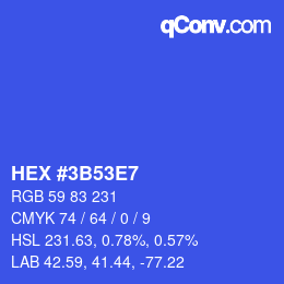 Farbcode: HEX #3B53E7 | qconv.com