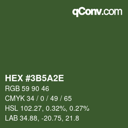 Color code: HEX #3B5A2E | qconv.com