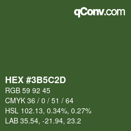 Color code: HEX #3B5C2D | qconv.com