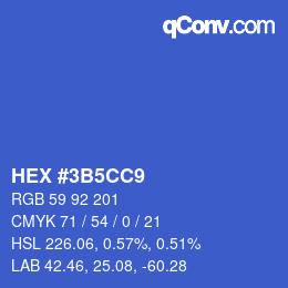 颜色代码: HEX #3B5CC9 | qconv.com