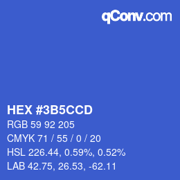 Color code: HEX #3B5CCD | qconv.com