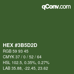 Color code: HEX #3B5D2D | qconv.com