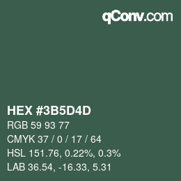 Color code: HEX #3B5D4D | qconv.com