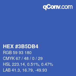 カラーコード: HEX #3B5DB4 | qconv.com