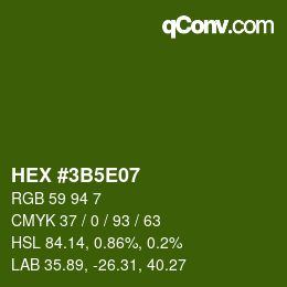 Farbcode: HEX #3B5E07 | qconv.com