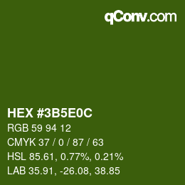 Color code: HEX #3B5E0C | qconv.com