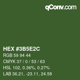 Color code: HEX #3B5E2C | qconv.com