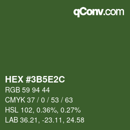 颜色代码: HEX #3B5E2C | qconv.com