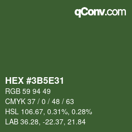 颜色代码: HEX #3B5E31 | qconv.com