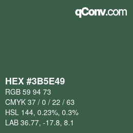 颜色代码: HEX #3B5E49 | qconv.com