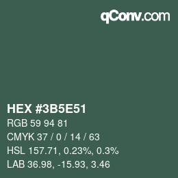 颜色代码: HEX #3B5E51 | qconv.com