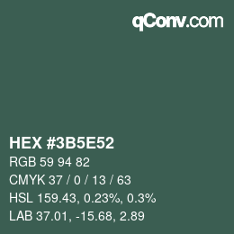 Color code: HEX #3B5E52 | qconv.com