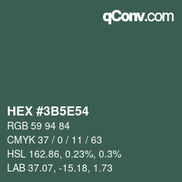 Color code: HEX #3B5E54 | qconv.com
