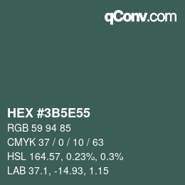 Color code: HEX #3B5E55 | qconv.com