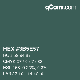 Color code: HEX #3B5E57 | qconv.com