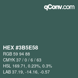 颜色代码: HEX #3B5E58 | qconv.com