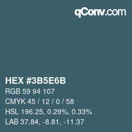 Color code: HEX #3B5E6B | qconv.com