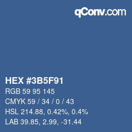Farbcode: HEX #3B5F91 | qconv.com