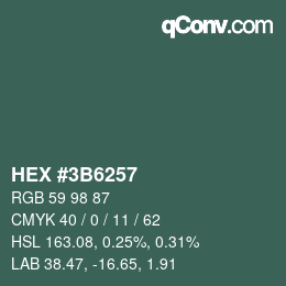 Farbcode: HEX #3B6257 | qconv.com