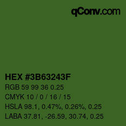 Farbcode: HEX #3B63243F | qconv.com