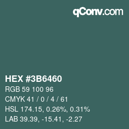 Color code: HEX #3B6460 | qconv.com